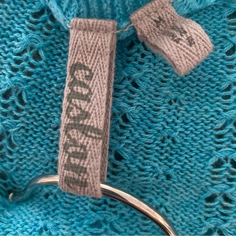CASLON BLUE OPEN FRONT HANDKERCHIEF HEM KNITI LIGHTWEIGHT CARDIGAN SIZE MEDIUM - Picture 4 of 4